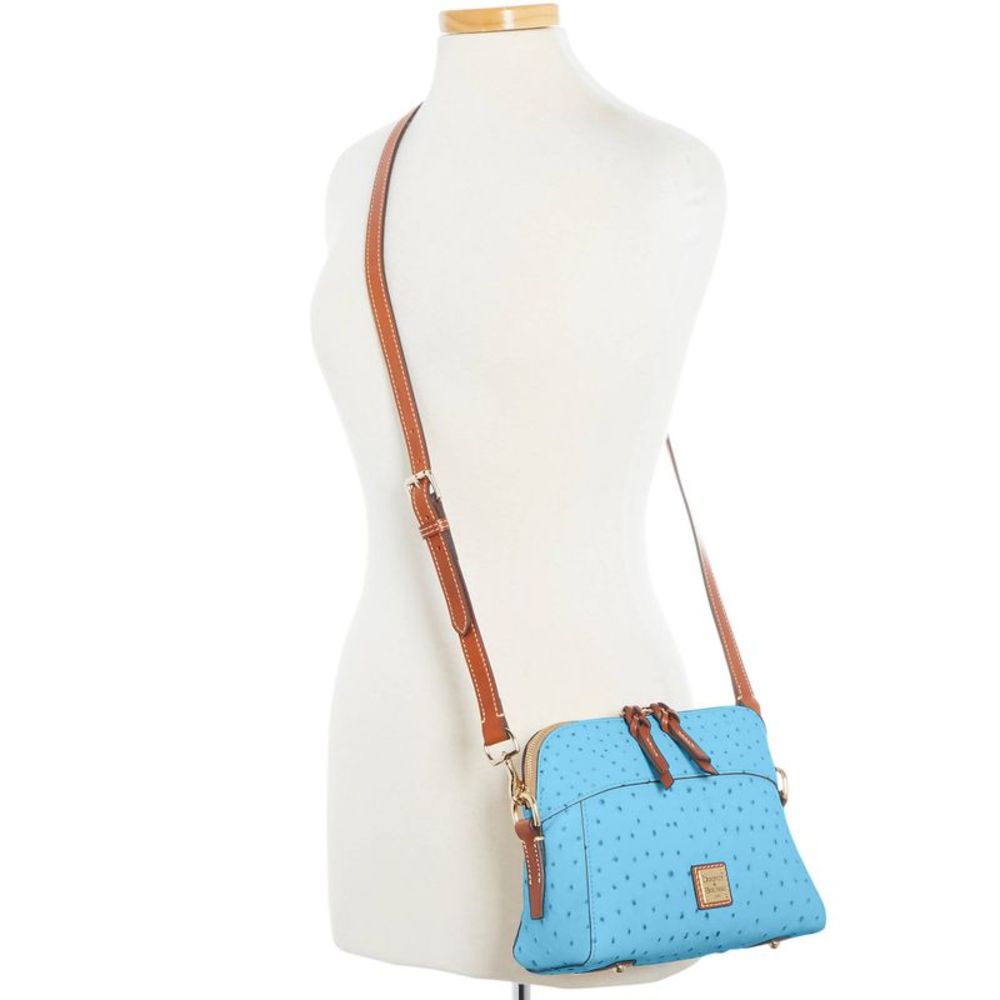 Dooney & Bourke Ostrich Cameron Crossbody Shoulder Bag - Sky Blue - Picture 4 of 4